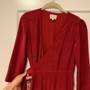 Sezane Paris Burgundy Wrap Dress